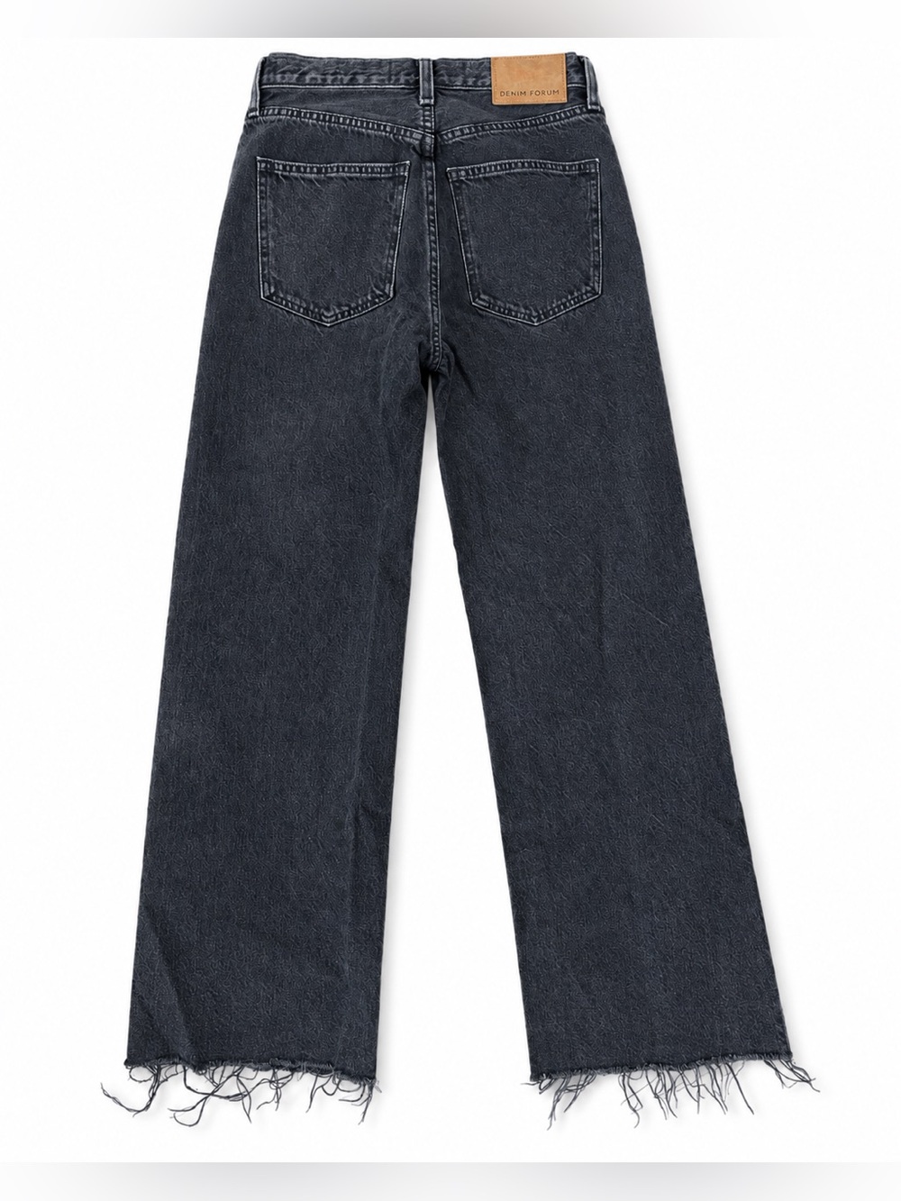 Denim Forum Black Washed Bootcut Jeans with Frayed Hem